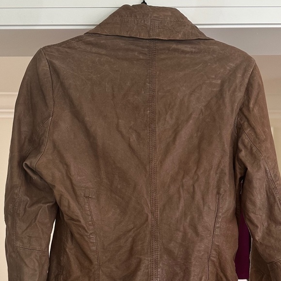 LINE Light Brown Textured Lambskin Motorcycle Jacket - Size L - Picture 6 of 12